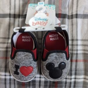 Disney Mickey Mouse Gray and Red Slippers